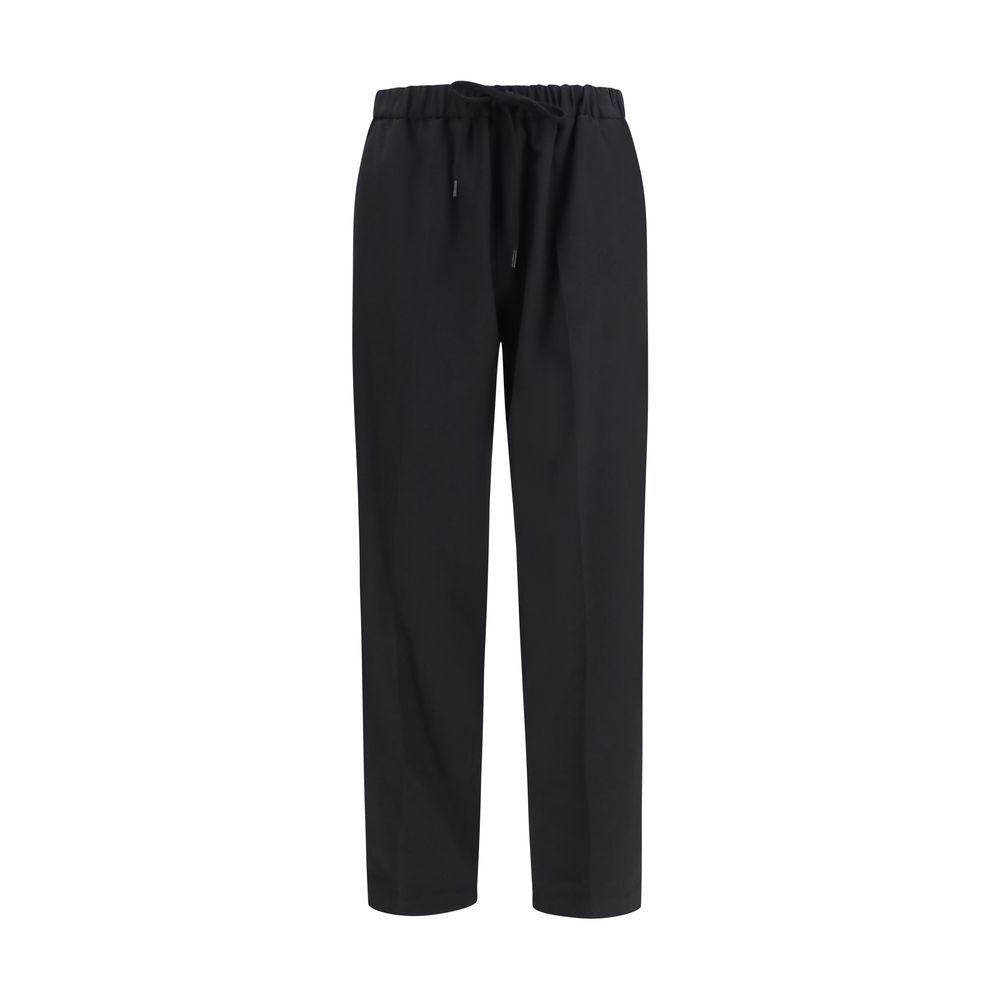 Drawstring Elasticated Trousers — Black