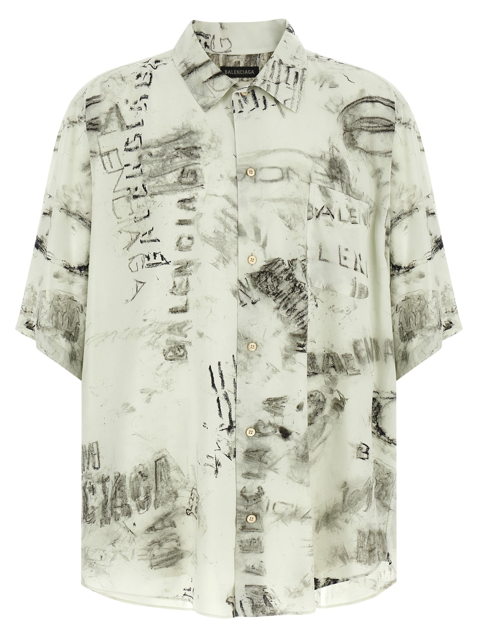 Crayon-Effect Viscose Shirt — Gray