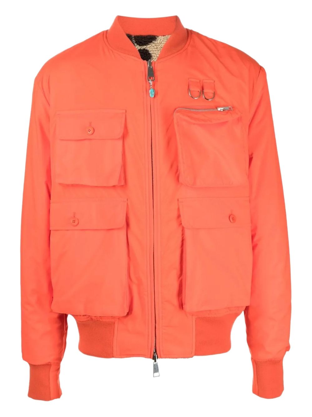 Utility-pockets bomber jacket - Orange