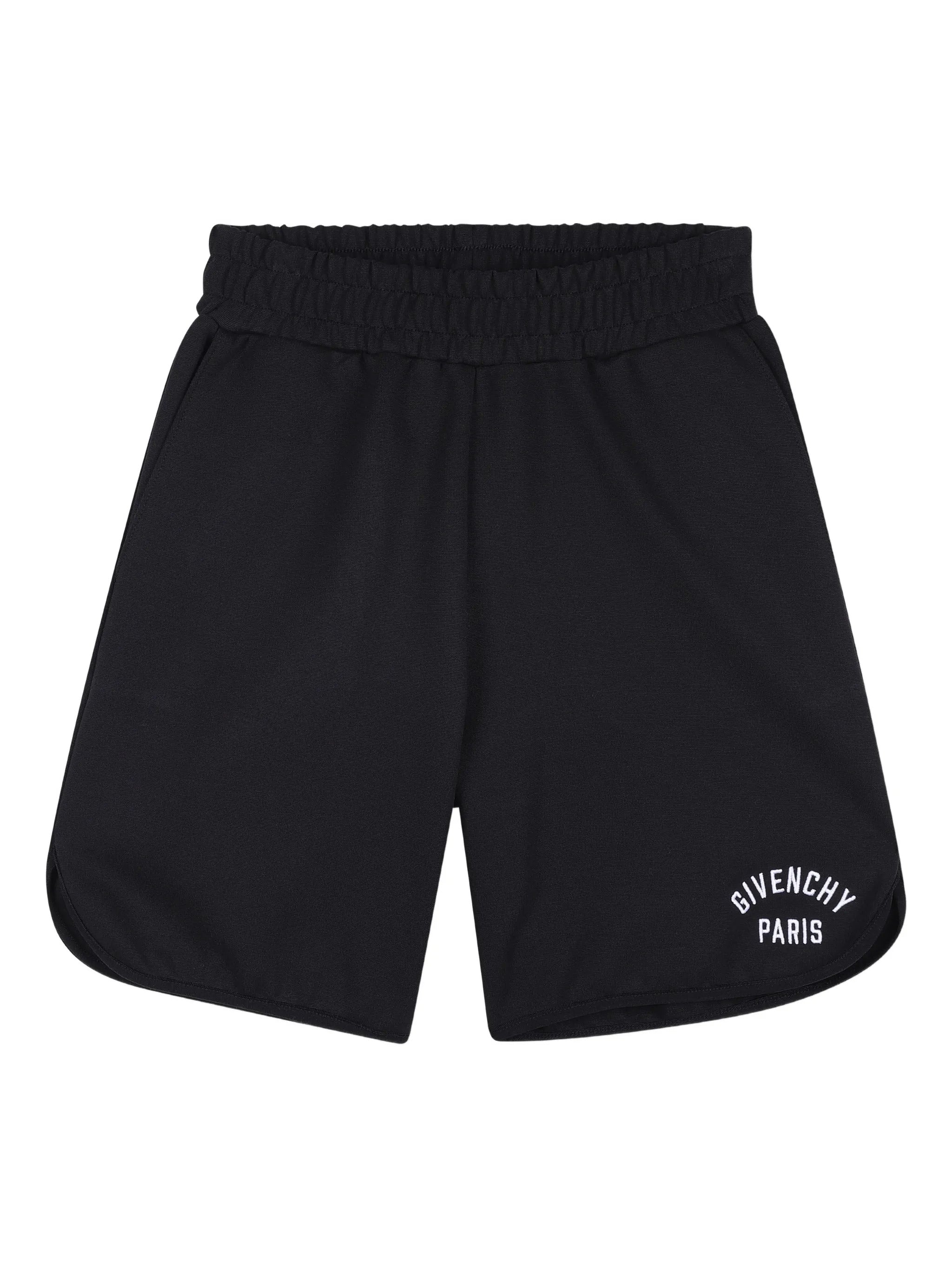 Stylish Boys' Elastic Waist Shorts with Embroidered Logo
