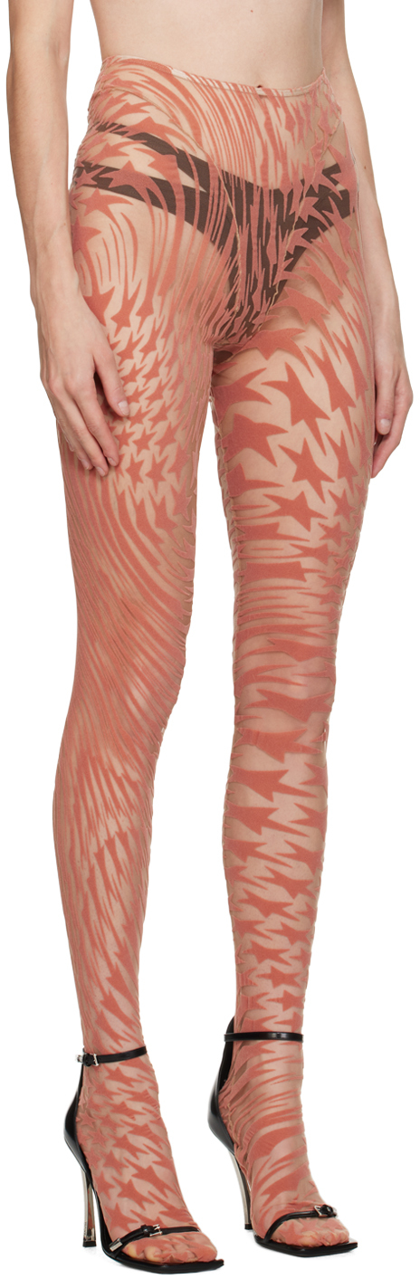 Mugler Pink Flocked Leggings