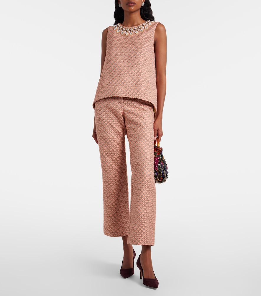 24/7 floral jacquard straight pants