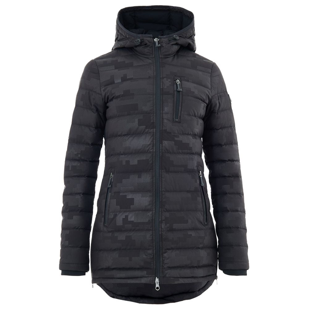 Tone-on-Tone Logo Print Down Jacket — Black