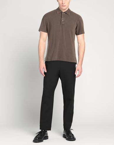 Man Polo shirt Dark brown Size L Cotton