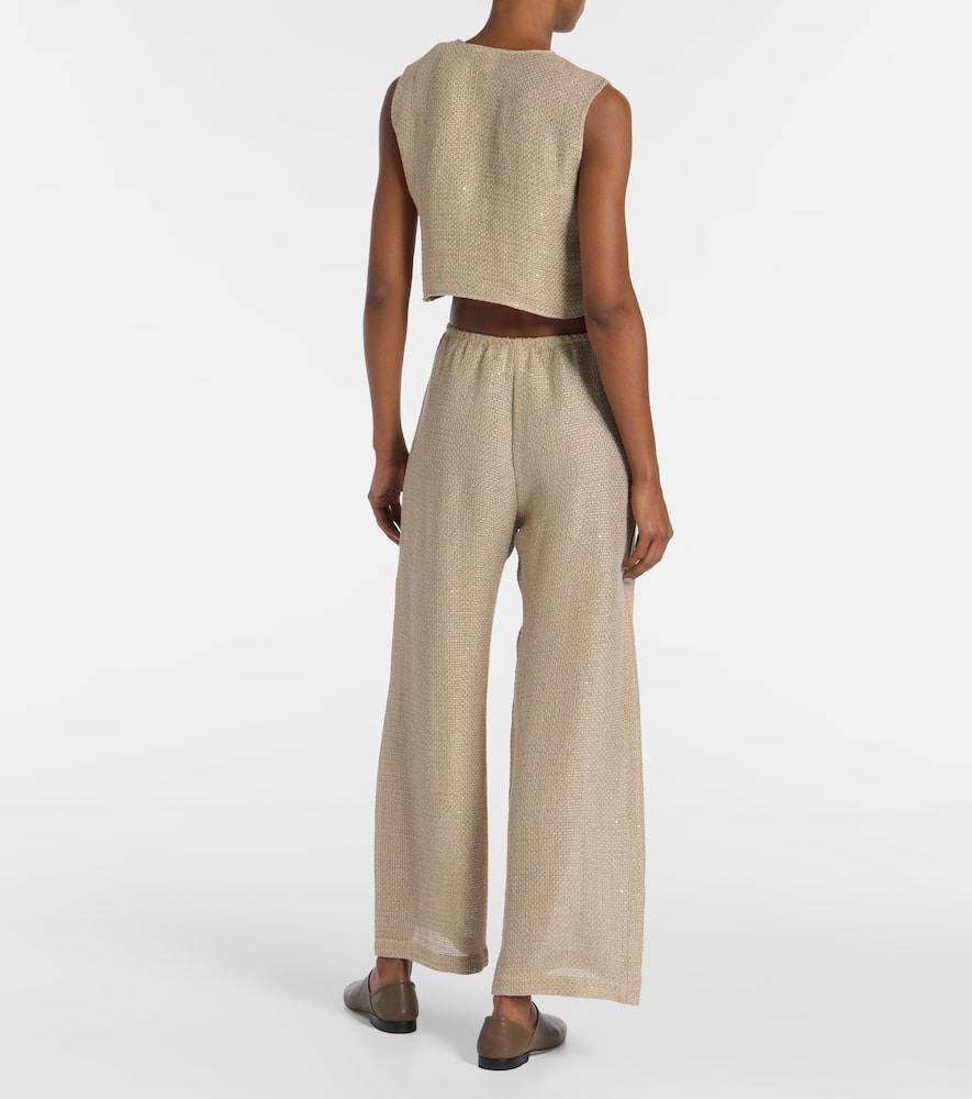 Stella sequined linen-blend top