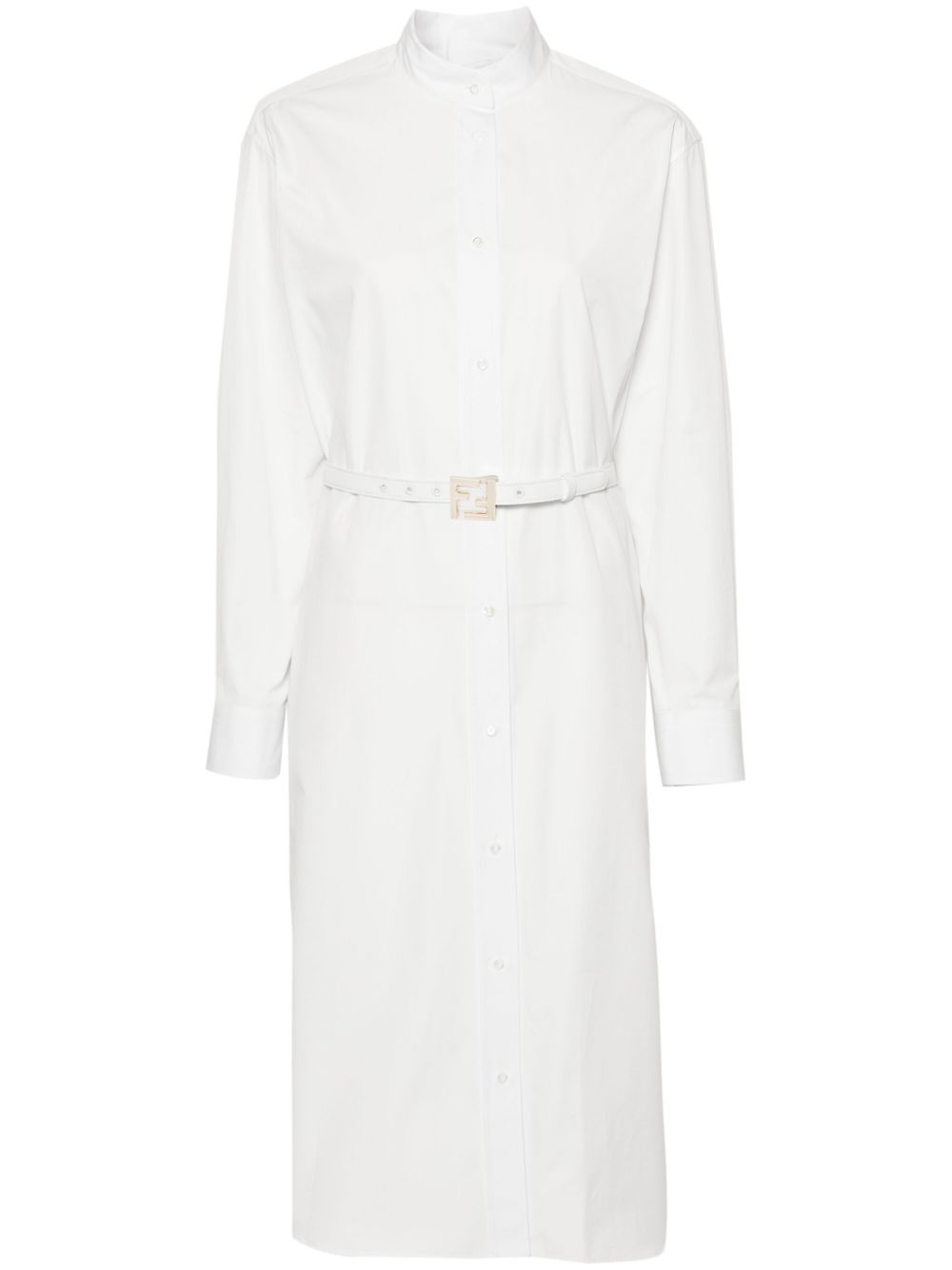 Belted shirt dress - White