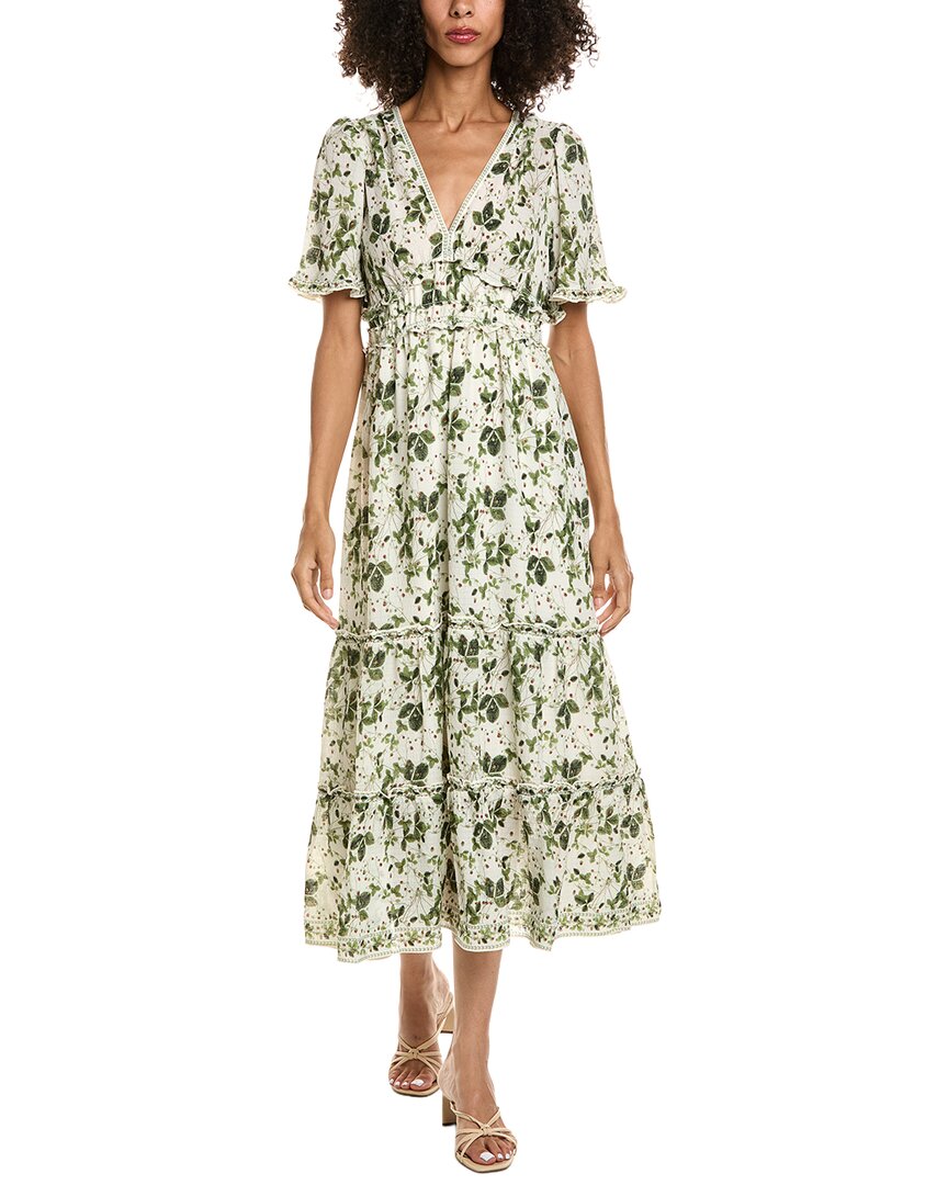 V-Neck Flutter Sleeve Midi Dress