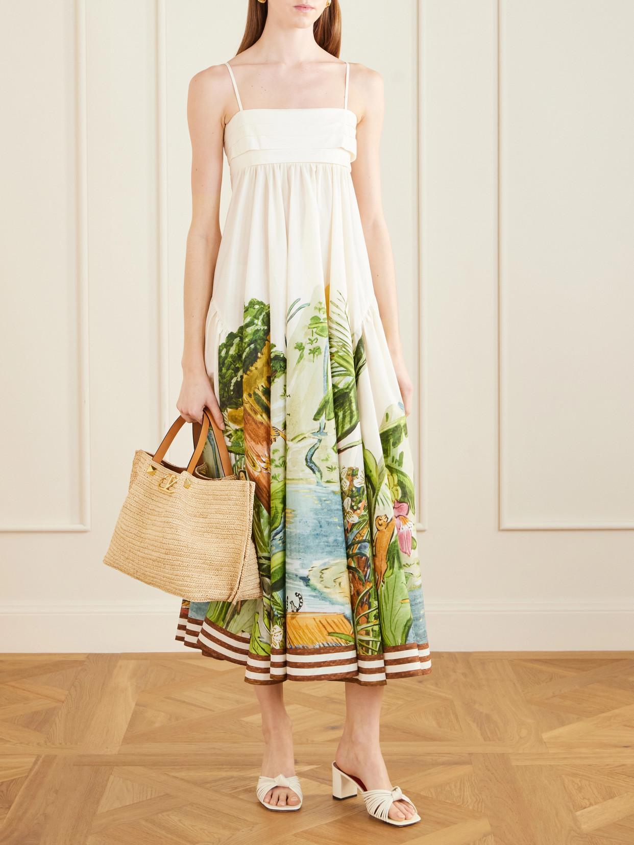 Printed Organic Cotton Midi Dress - Multi