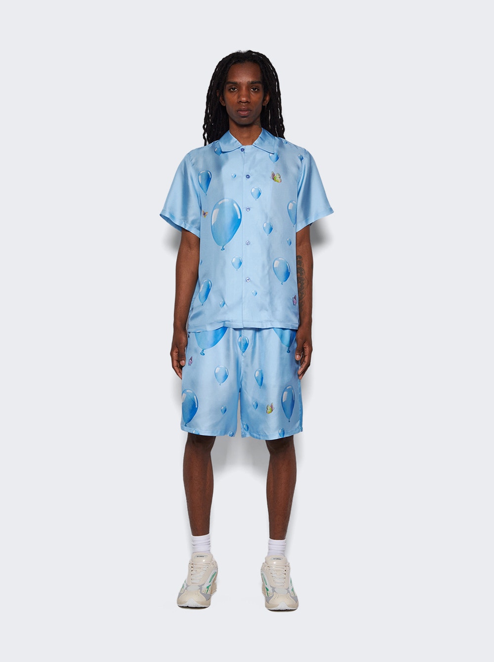 Dreaming Balloons silk shorts - Blue