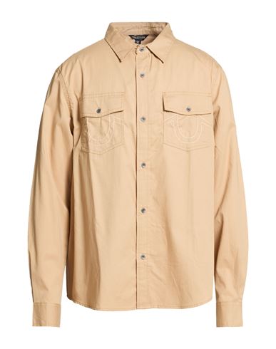 Man Shirt Camel Size L Cotton