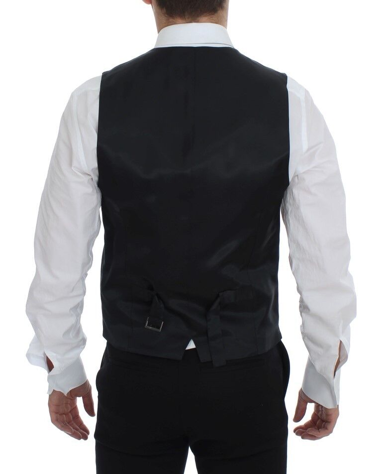 Gray Striped Wool Vest — Gray