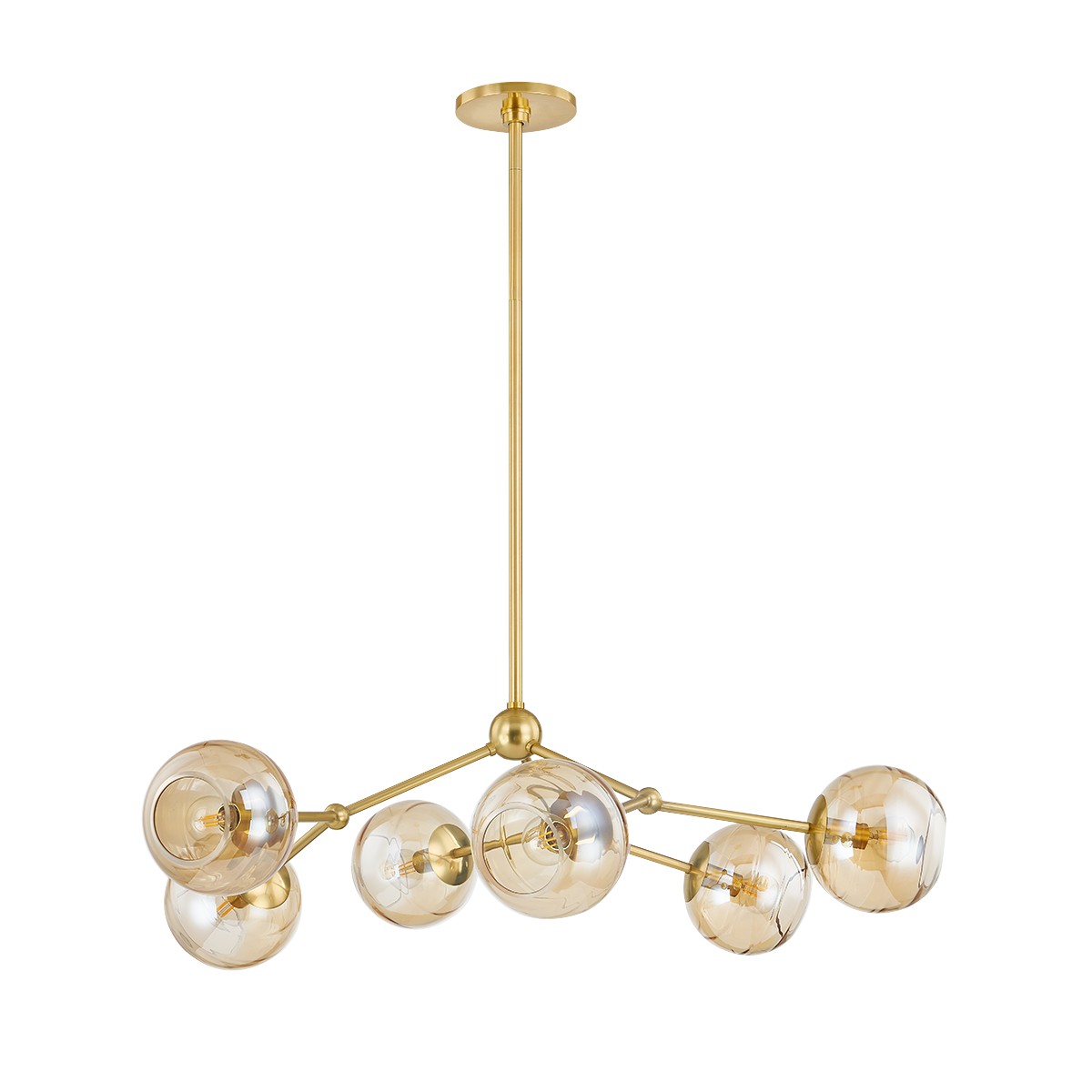 Aged Brass Six Light Chandelier from the Trixie Collection