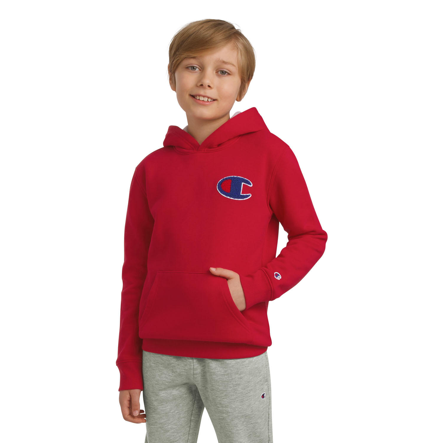 Boys Logo Hoodie Red XS:- RED
