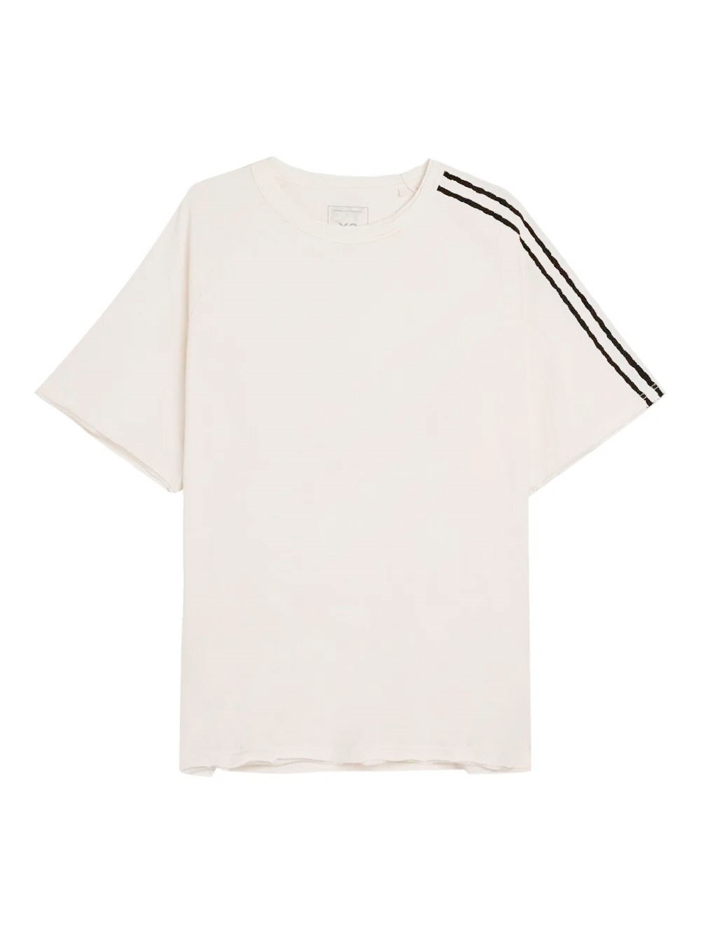 Raw Edge 3 Stripes Cotton T-Shirt