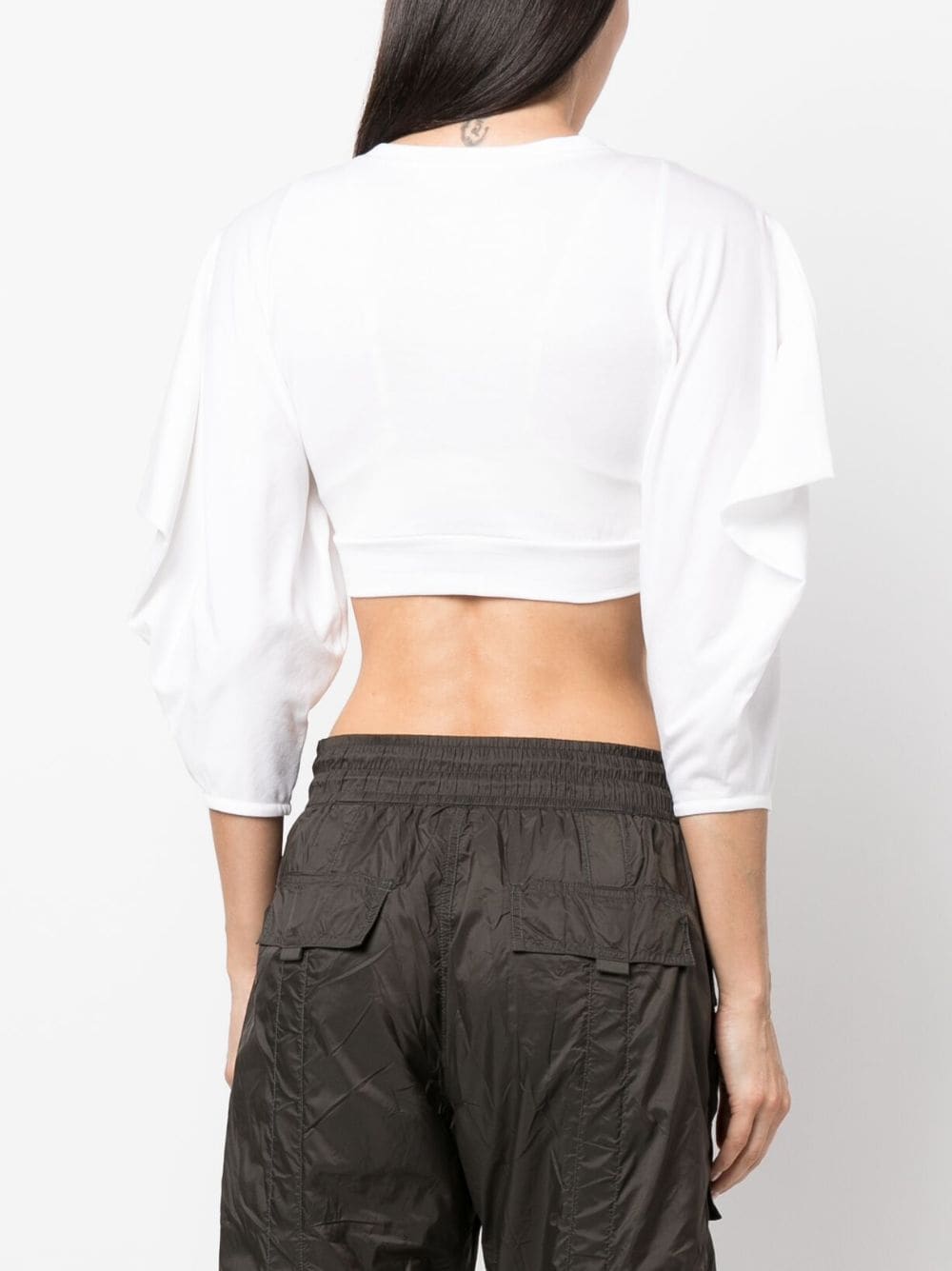 Véronique Leroy Cotton Jersey Triangle Sleeve Crop T Shirt