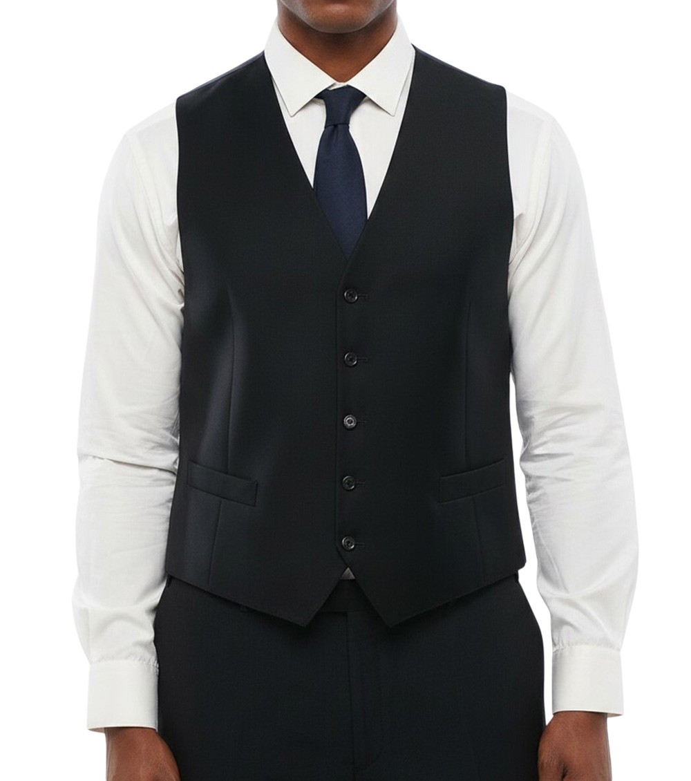 Navy Blue Solid Waistcoat