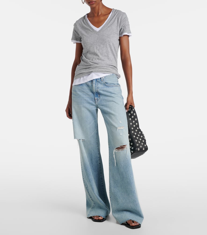 Nico distressed mid-rise wide-leg jeans