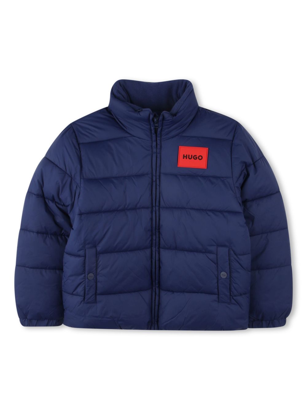 Logo-appliqué padded jacket - Blue