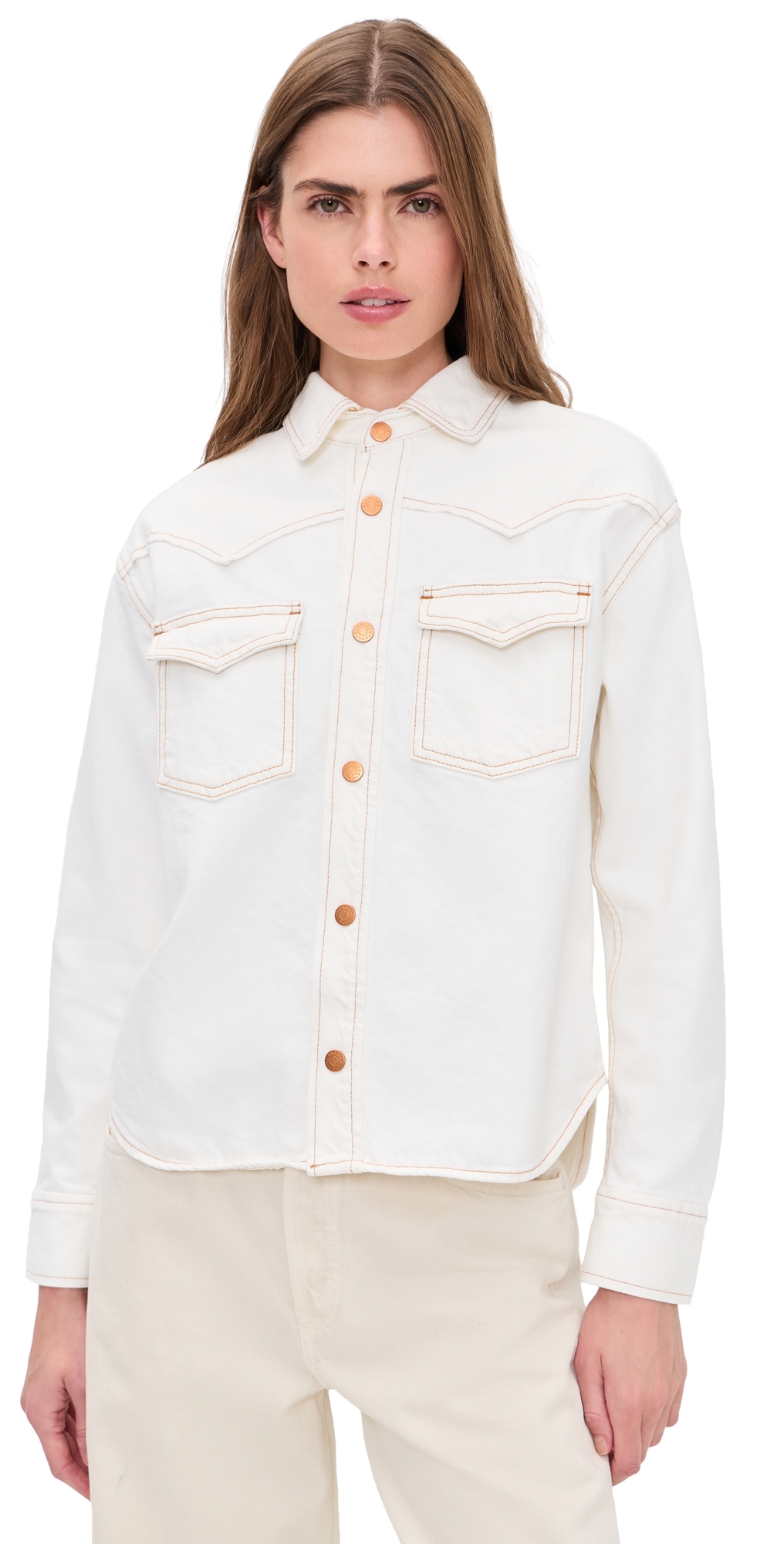 Cassidy Denim Button Down Shirt Natural White