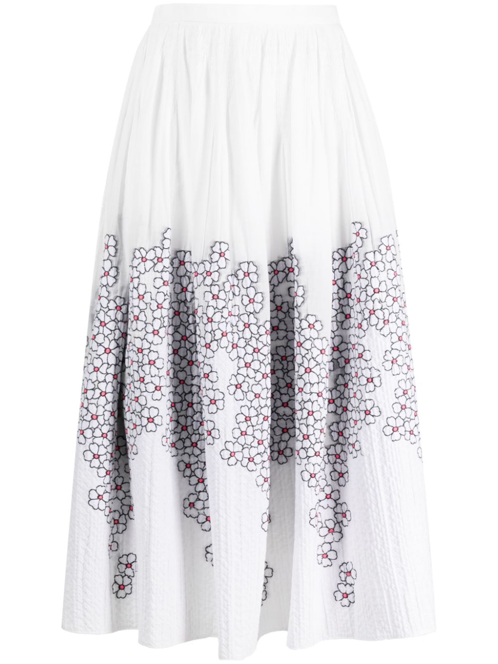 Floral-print jacquard midi skirt - White