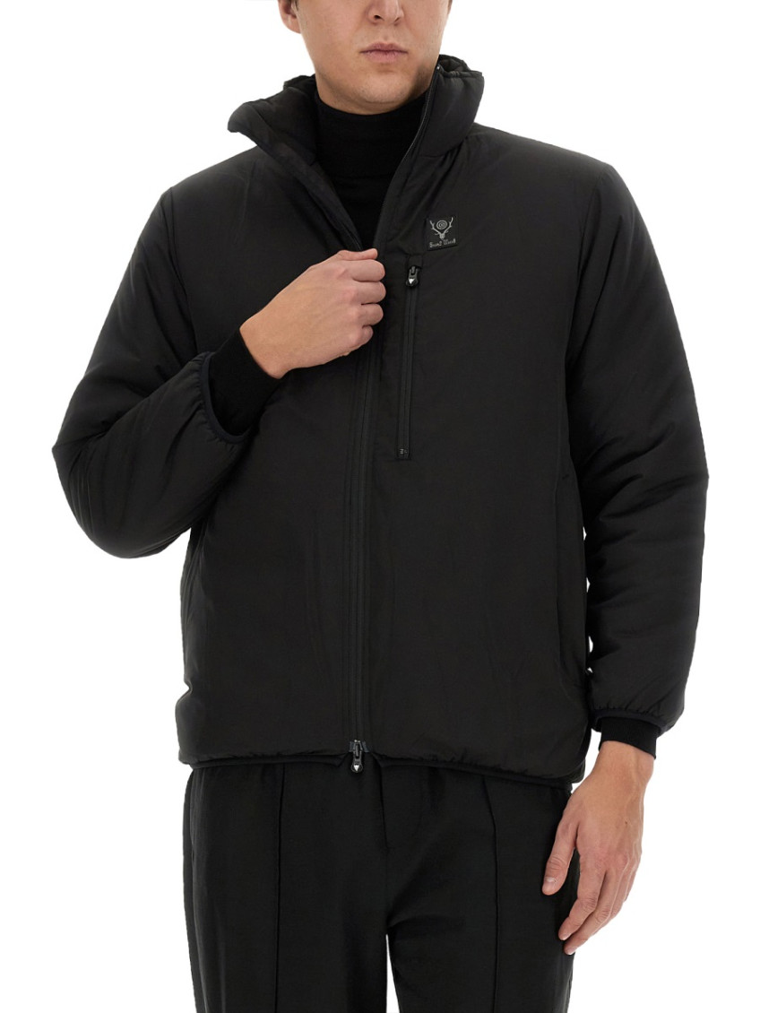 Black Logo Mock Collar Jacket