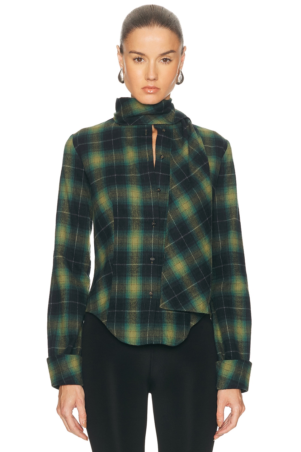 Mimchik Iris Scarf Shirt in Green - Green. 0 also