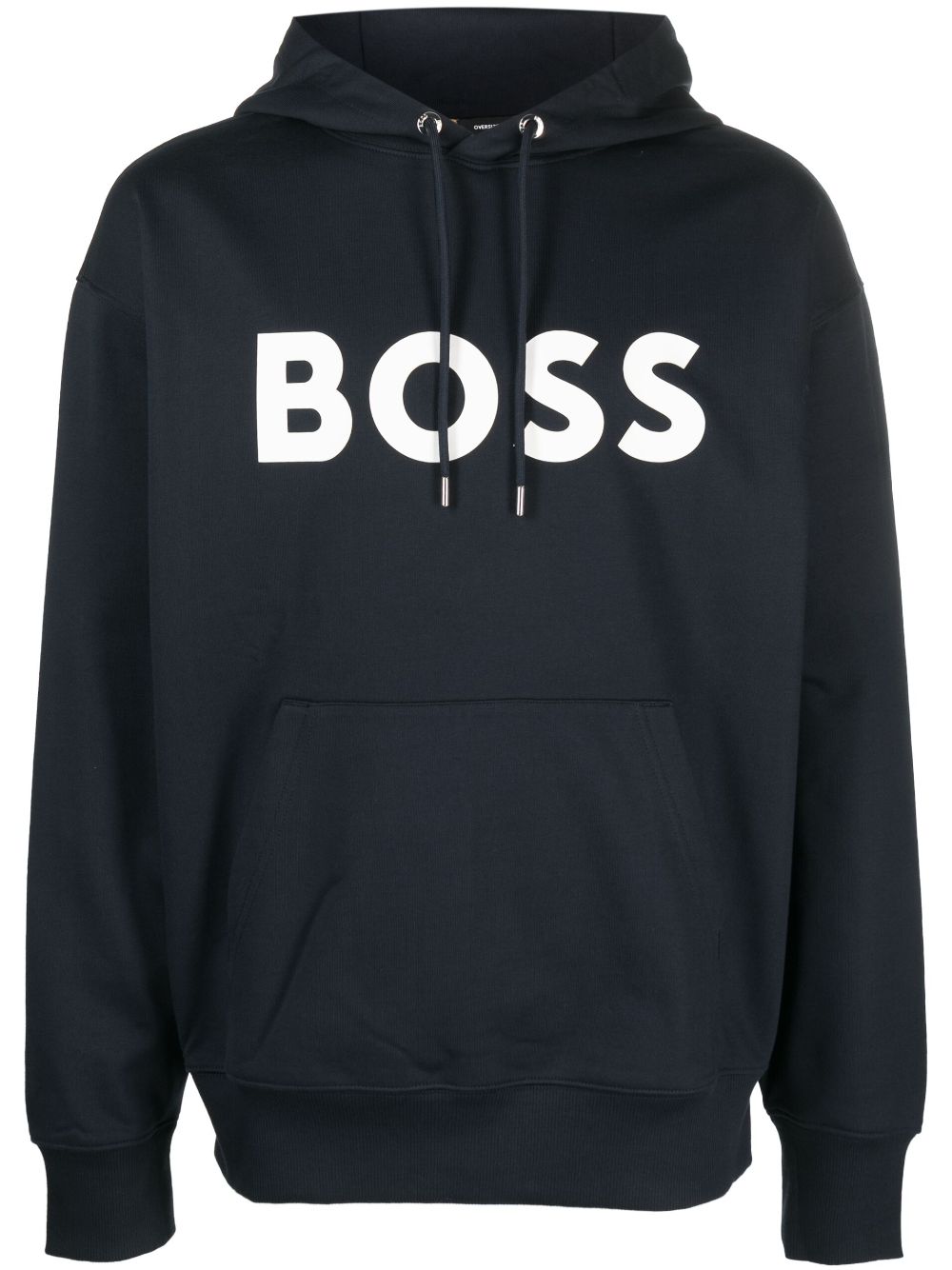 Logo-print cotton hoodie - Blue