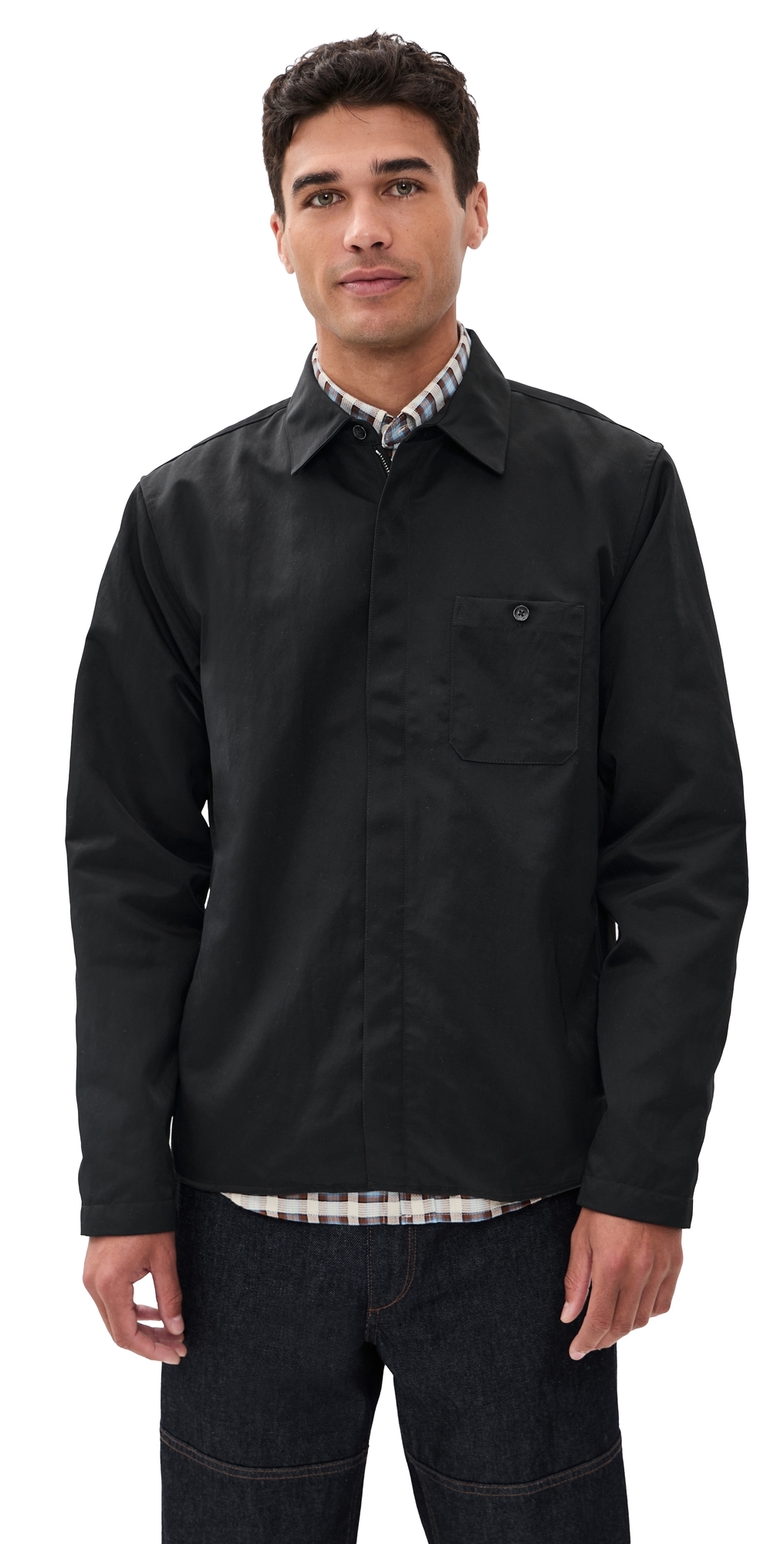 Karl Nylon Zip Shirt Jacket Black