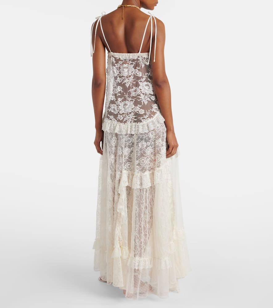 Chloé Ruffled sheer lace maxi dress