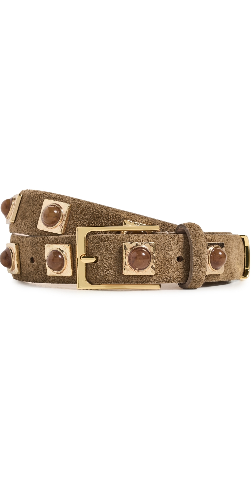 No. 2 Mocha Suede Studded Belt Mocha S