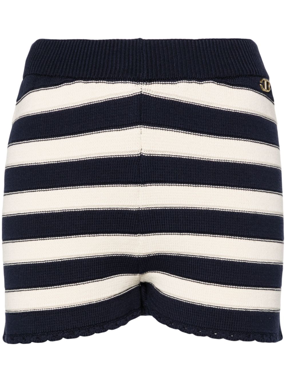 Striped knitted mini short - Blue