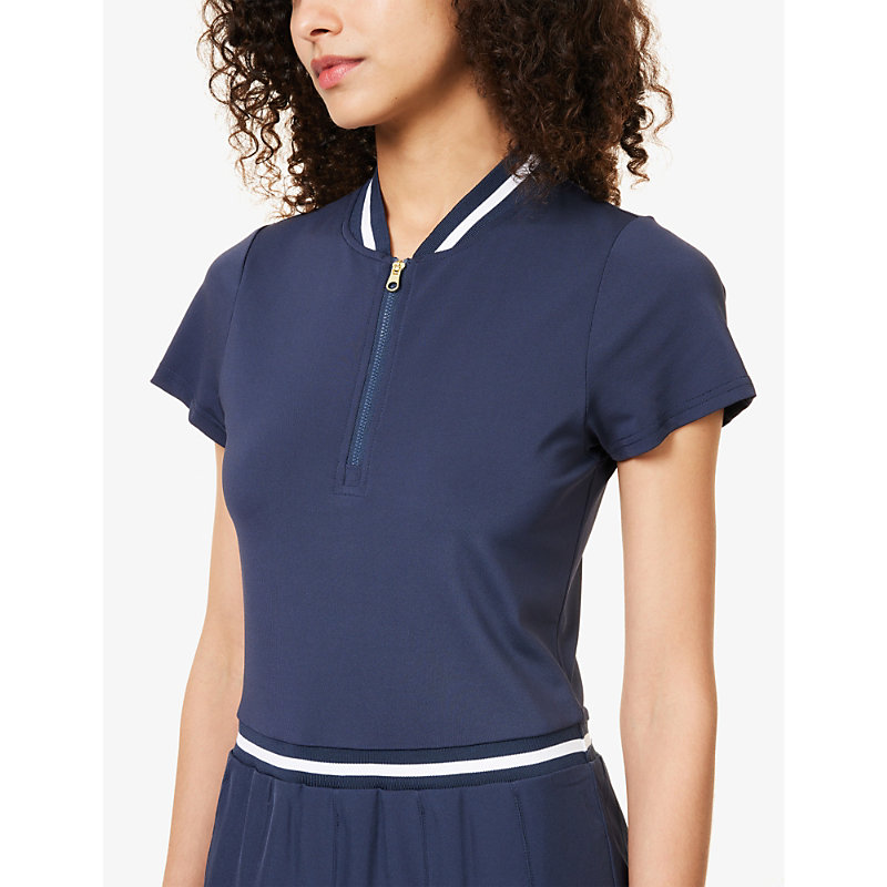 Womens Blue Nights Nora Contrast-trim Stretch-jersey Mini Dress XL