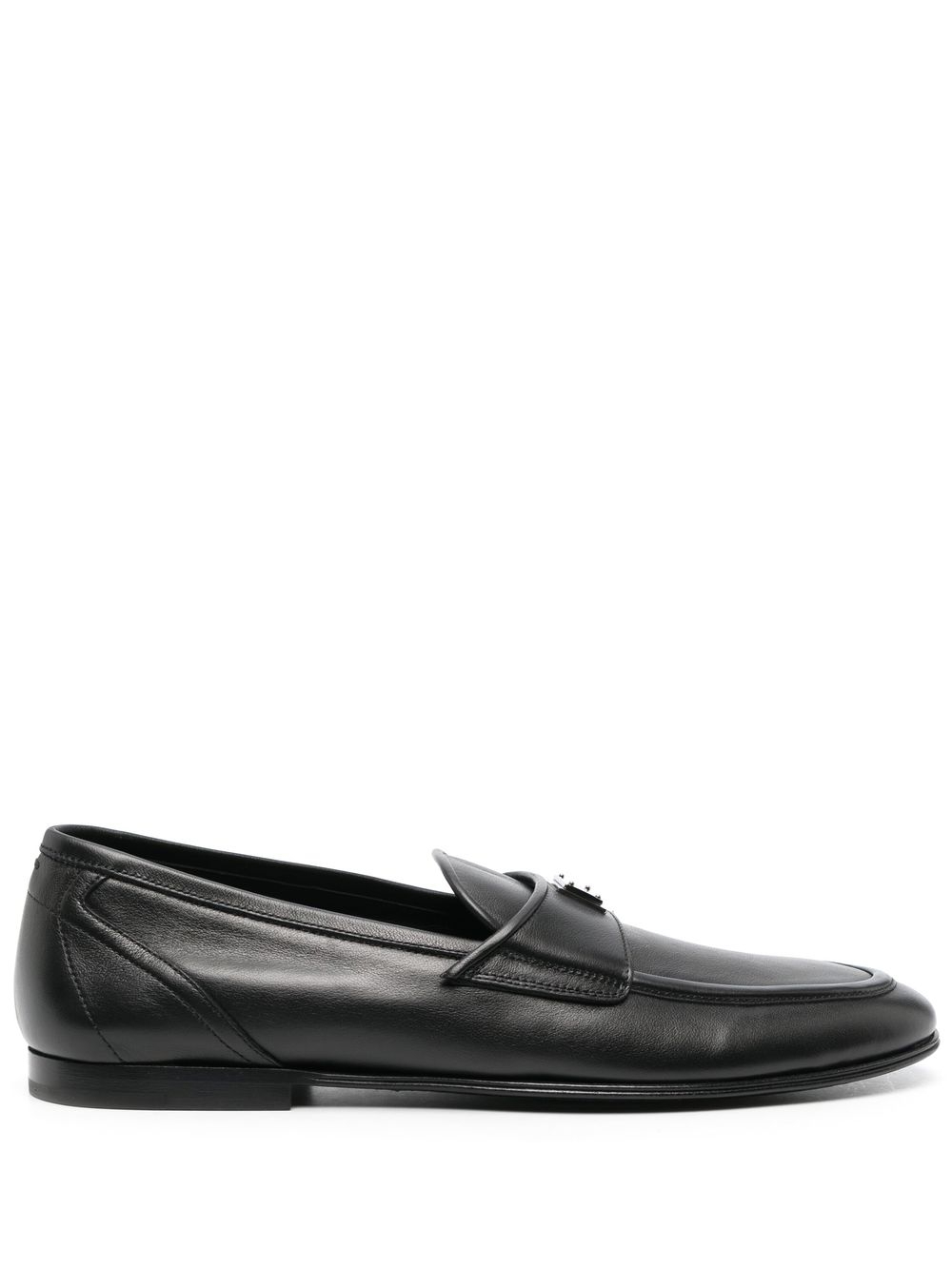 Logo-plaque leather loafers - Black