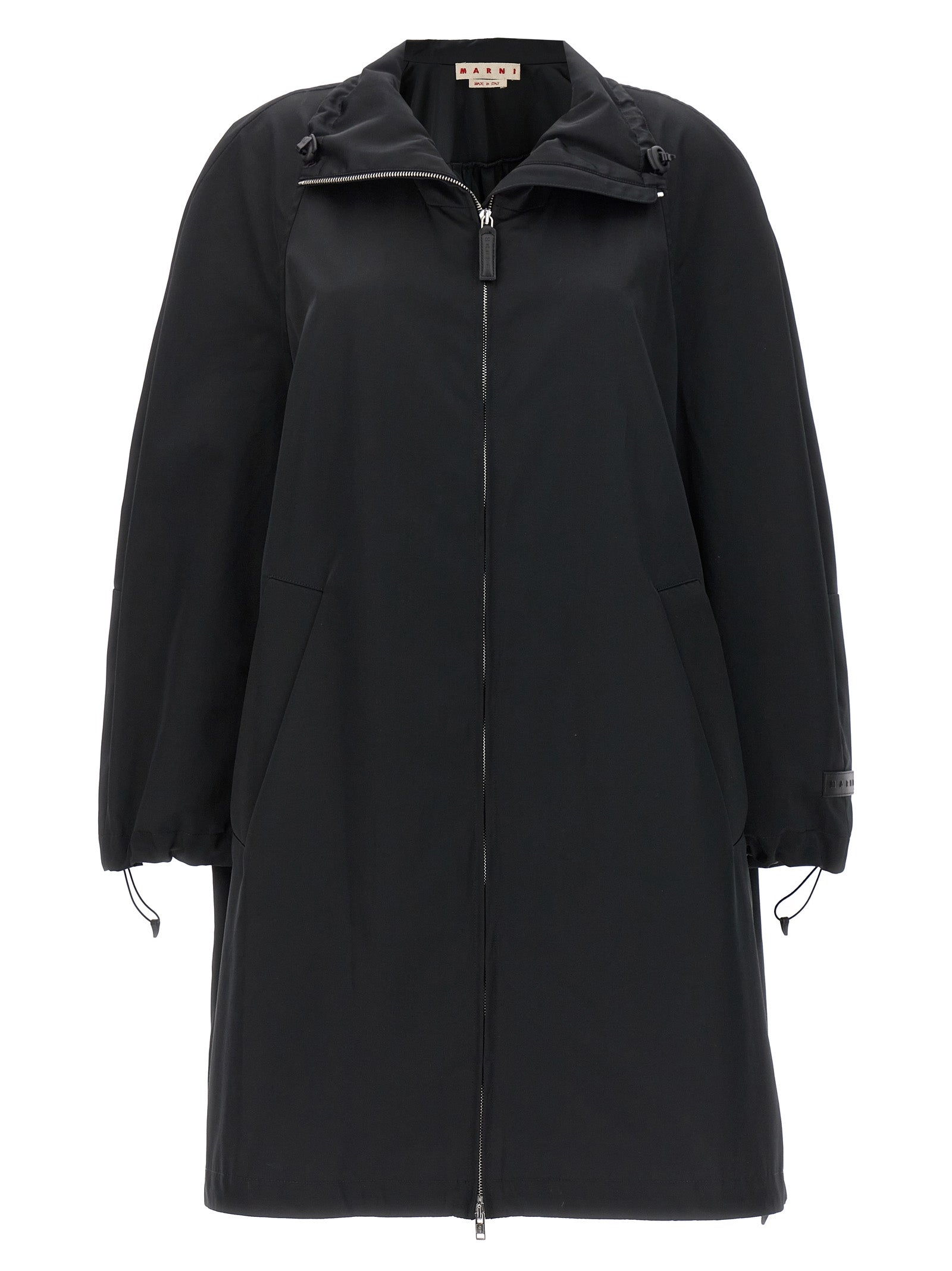 Satin Technical Fabric Parka — Black
