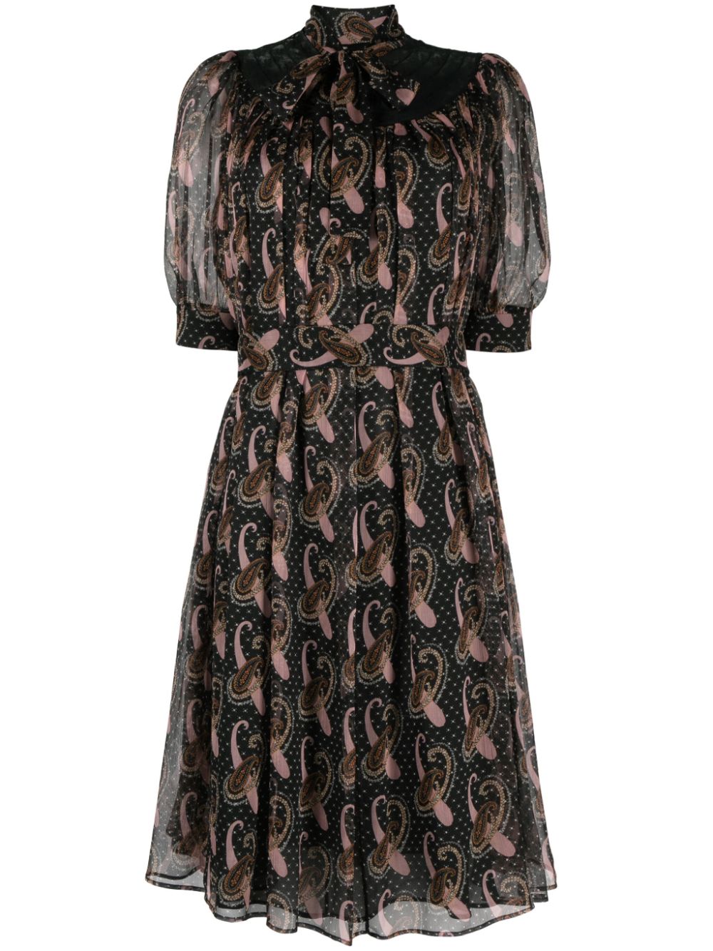 Paisley-print silk minidress - Black