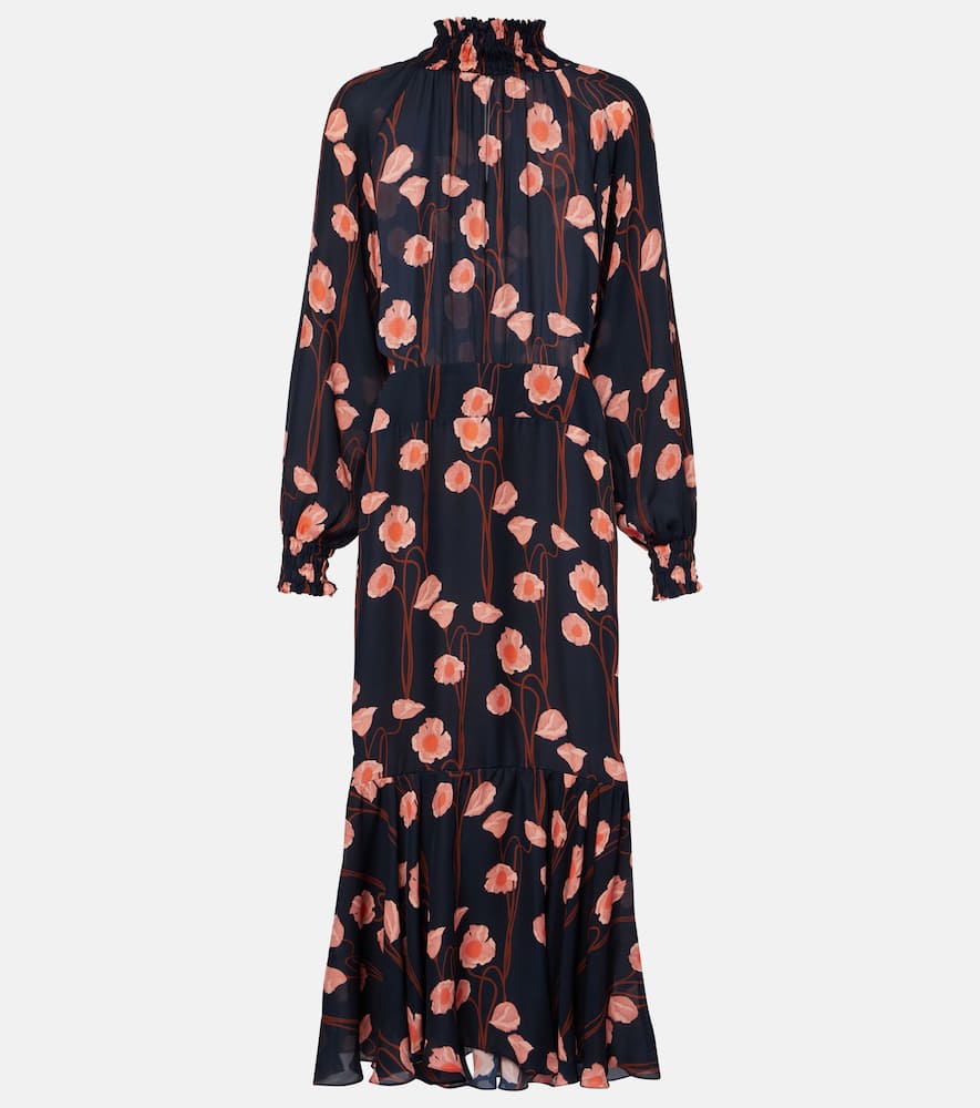 Floral silk georgette midi dress