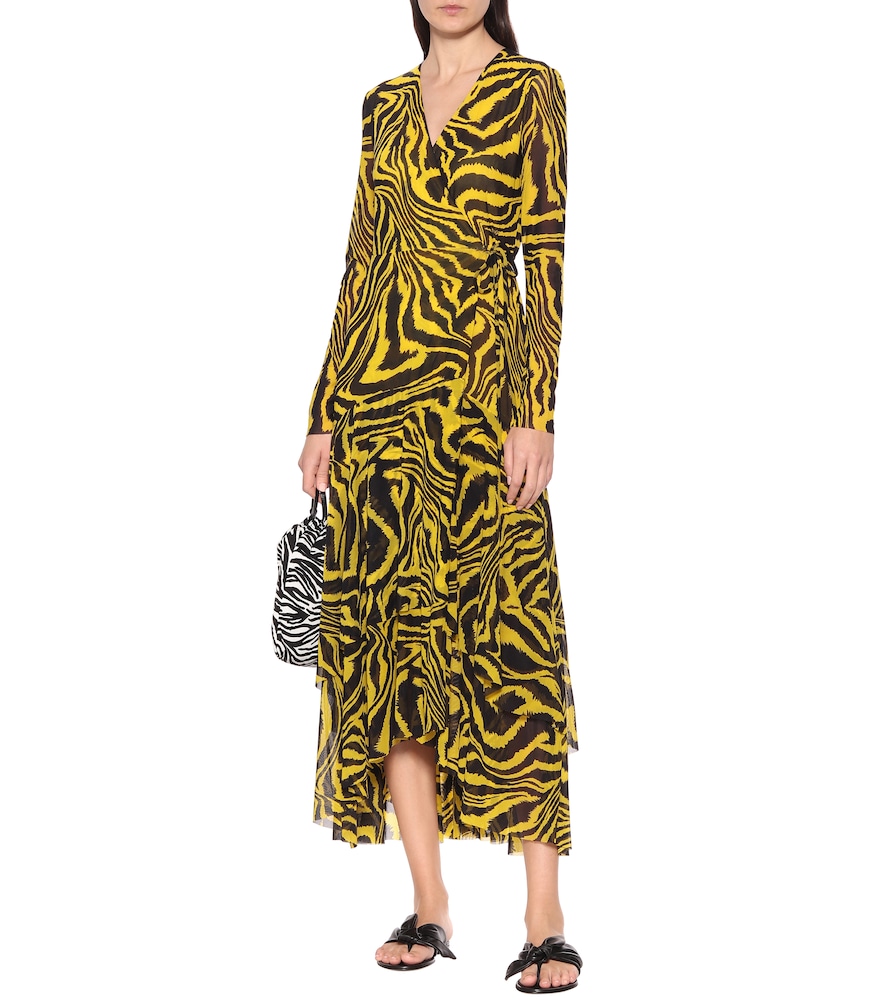 Exclusive to Mytheresa - Animal-print mesh wrap dress