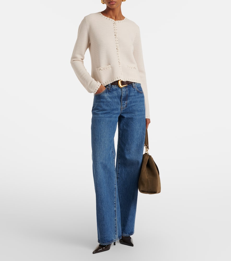 Crochet-trimmed wool-blend jacket
