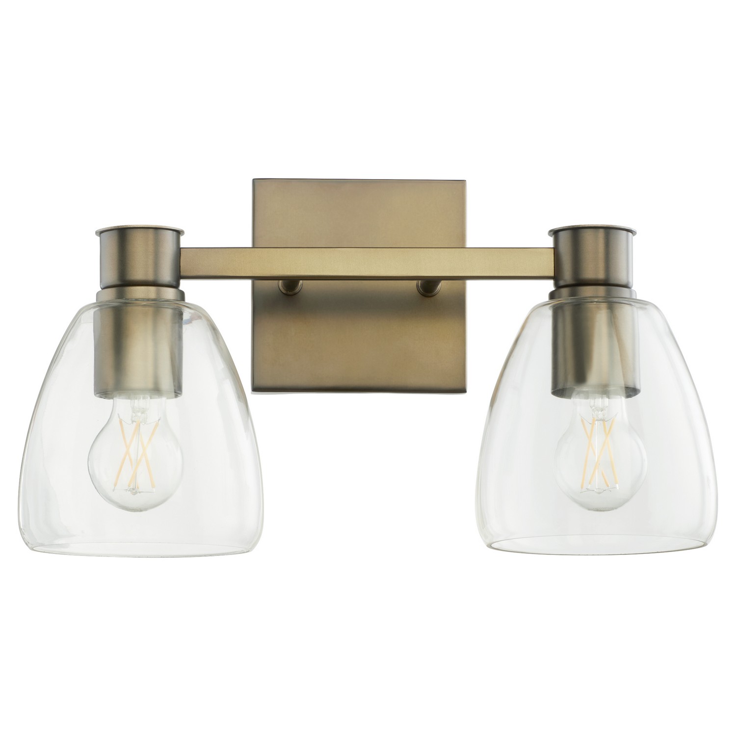 Dark Brass Two Light Vanity from the Relo Collection