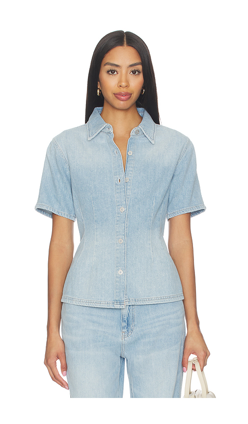 DL1961 DL Aura Joice Denim Shirt in Blue. L. Also in