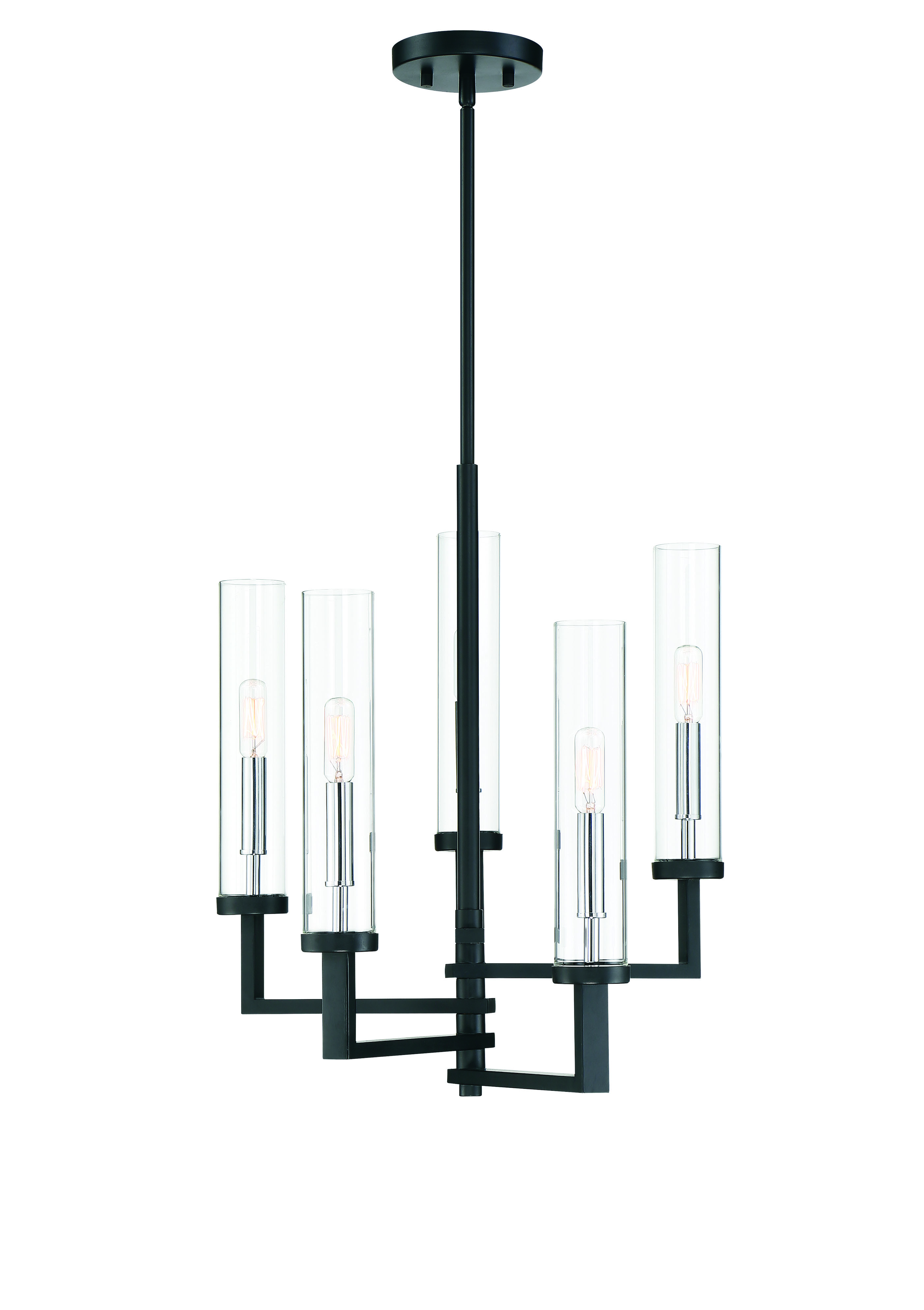 Savoy House Folsom 5-Light Chandelier in Matte Black with Polished Chrome Accent