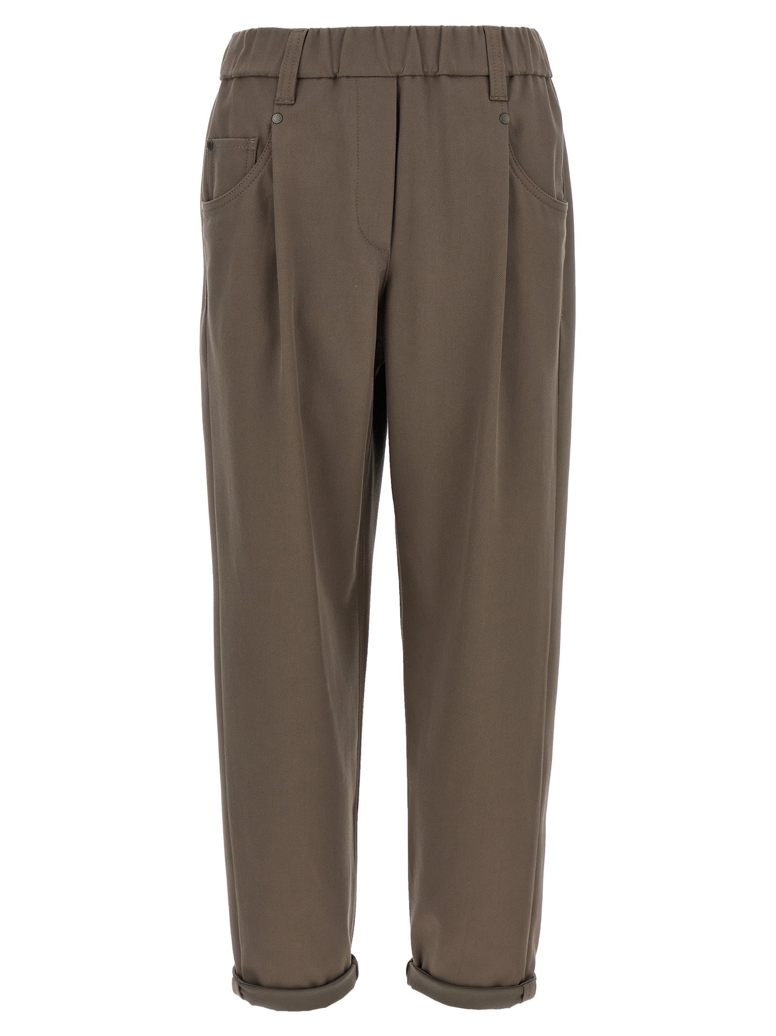 High-waisted trousers - Brown