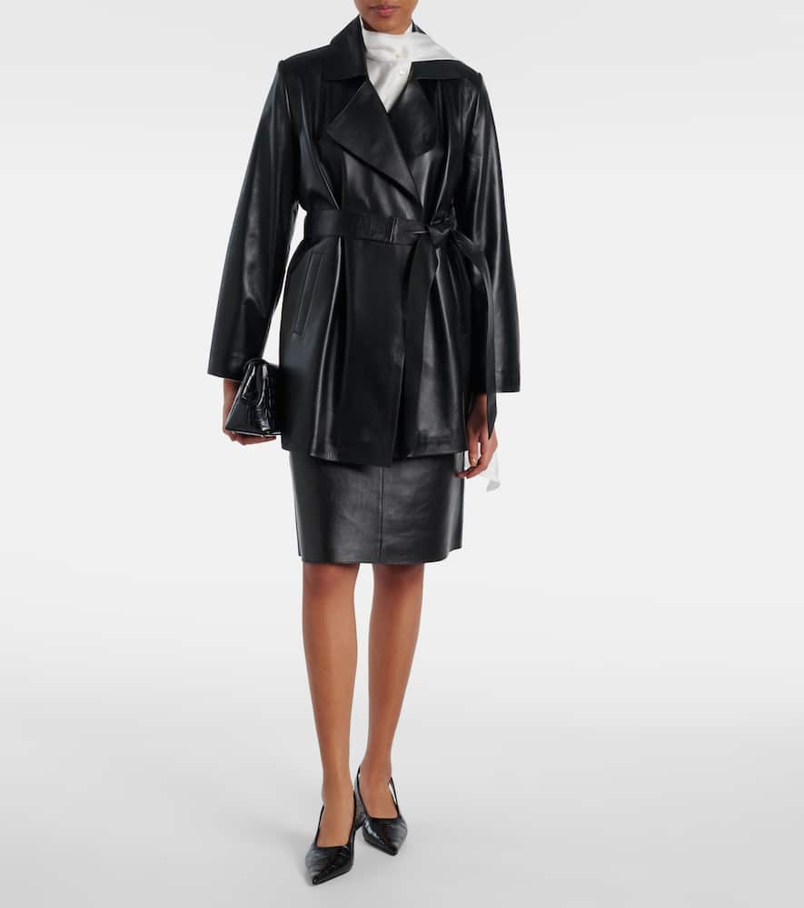 Kerri leather wrap coat