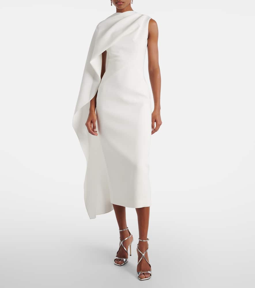 Bridal Edith draped crêpe midi dress