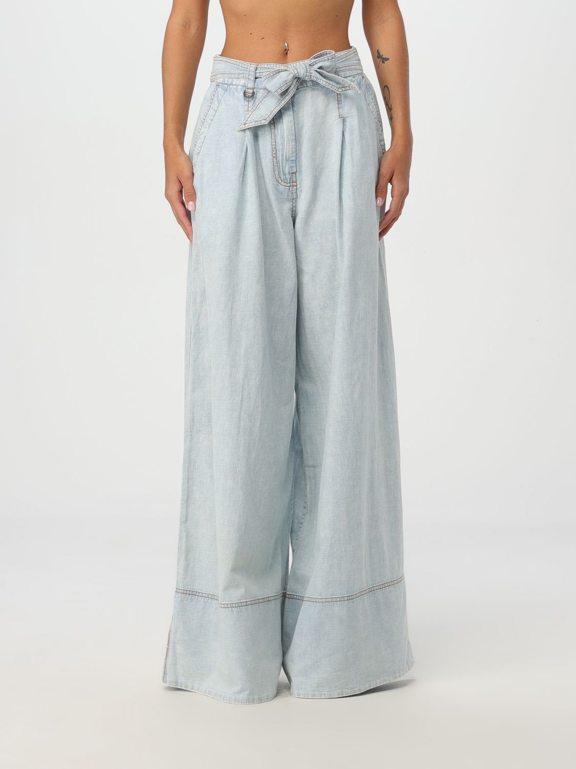 Wide-leg cotton jeans - Blue
