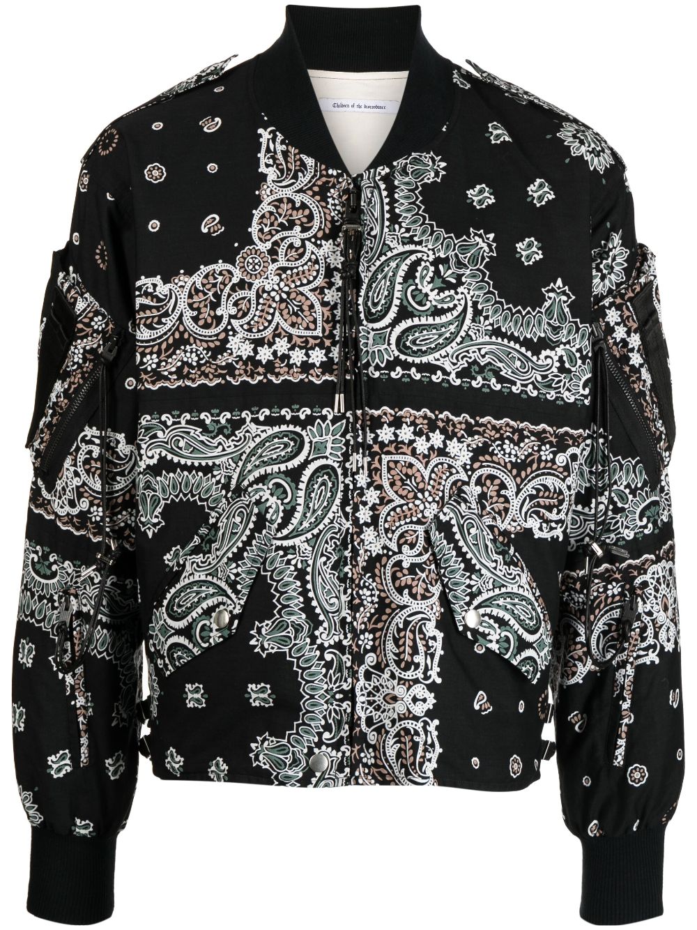 Bandana-print cotton bomber jacket - Black