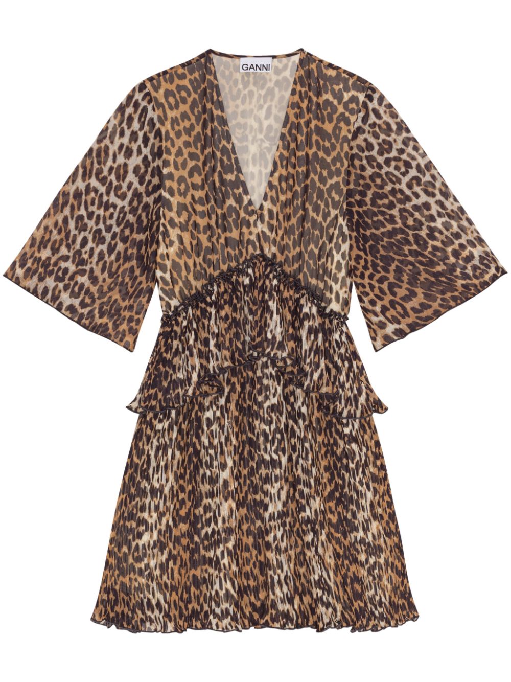 Leopard-print georgette minidress - Brown