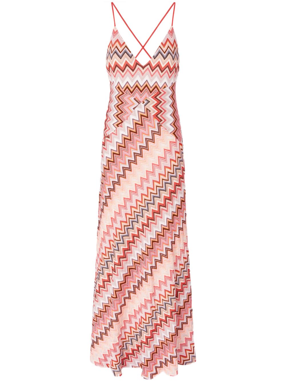 Zigzag-pattern maxi dress - Neutrals