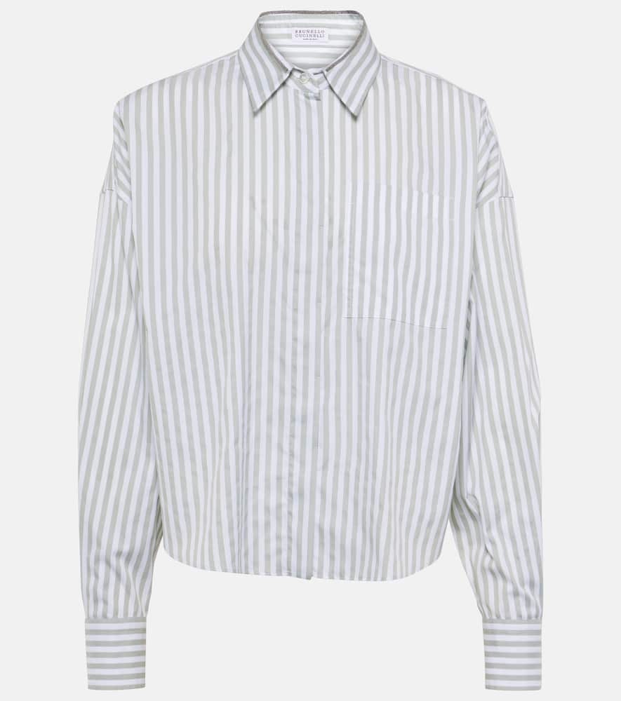 Striped cotton and silk poplin shirt