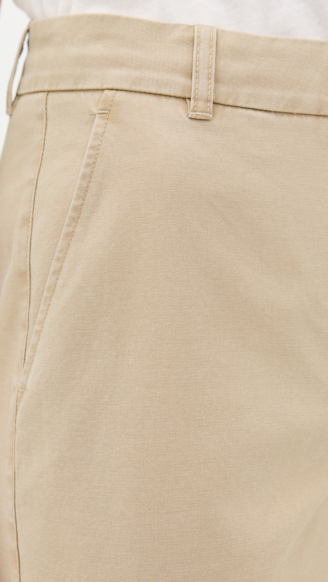 Cotton Twill Wide Leg Trousers Khaki